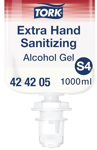 Tork Gel hydroalcoolique extra désinfectant pour les mains S4, sans résidu collant, 1 x 1000 ml, 424205