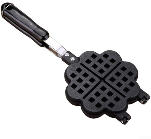 Waffle Maker, Heart Shape Non-Stick Baking Gas-Powered Kitchen Tool for Home Use Quick Clean Waffle Cooking Pan(C)