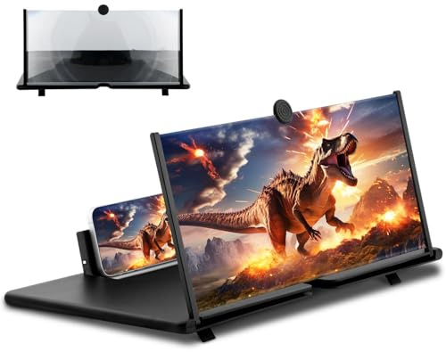 18 inch Phone Screen Magnifier for Smartphone,Foldable HD Screen Amplifier with Stand Holder for Movies Gaming Video Enlarger,Pulling-out Universal 3D Phone Projector,Tech Gifts for Men