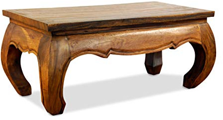 Livasia Table d’Opium de Thaïlande, Table d’appoint, Table de Chevet, Durable et Fait Main, 80x40x35 (Marron)