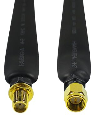 JARFT 40cm Fensterkabel, Fensterdurchführung, Flachkabel für LTE und 5G Antenne - 50 Ohm, 0-6 GHz, SMA Stecker auf SMA Buchse (1 Stück)