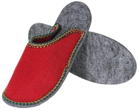 Pantoffelmann pantofole per ospiti con bordo I Rosso I Taglia 36/39 I Pantofole in feltro comode I Traspiranti con suola in feltro I Calde per donna e uomo