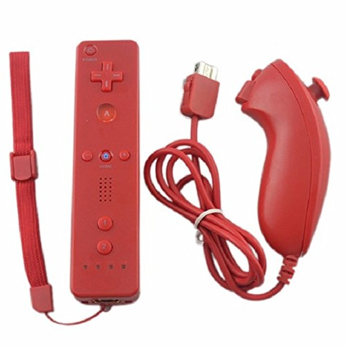 Straße Game Télécommande Wiimote + Nunchuck pour Nintendo Wii et Wii U - Rouge