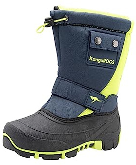KangaROOS Kanga-Bean II unisex - barn Snökängor stövlar, Blå mörk marinblå lime 4054, 35 EU