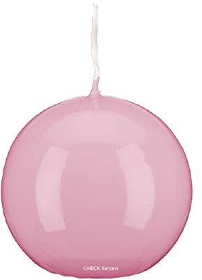 Gelackte Kerzen Kugelkerzen Klarlack - hochglänzend Rosa Ø 10 cm, 4 Stück, Exclusive besondere Kerzen