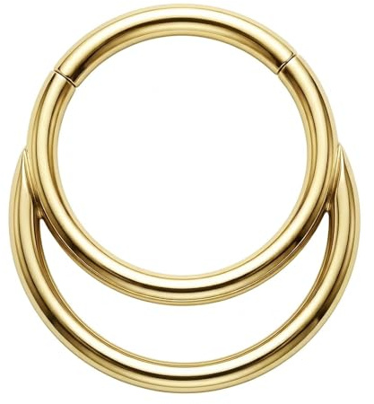 16 Gauge (1.2MM) 316L Chirurgenstahl Twin Circle Hinged Segment Nasenring Septum Piercing Schmuck