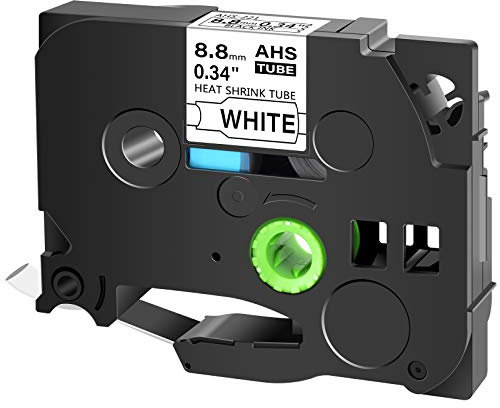 Cruxer Kompatibel mit Brother HSE211 HS2-211 AHS 211 5,8 mm 1/4 Zoll (0,23 Zoll) Schrumpfschlauch-Etikettenband, schwarz auf weiß für PTE550 PTP750 PTD450 PTD400AD PT710BT Label abel Makers, 1 Stück