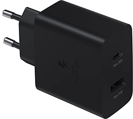 Samsung EP-TA220N Power Adapter Duo Caricabatterie Due porte 35W, USB-C, USB-A, Nero