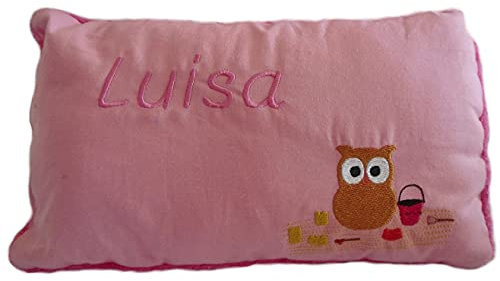 Momelie Rosa Schmusekissen * Kuschelkissen * Eule * mit Namen Bestickt * 17 x 29 cm * SK-pi_0011