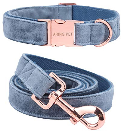 ARING PET Samt Halsband und Leine Set, Verstellbares Hundehalsband für Kleine, Mittlere und Große Hunde