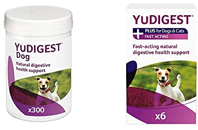 Lintbells | YuDIGEST Dog | Probiotics for Dogs with Sensitive Digestion | 300 Tablets & YuDIGEST Plus for Dogs | Veterinary Strength Fast-acting Probiotic Digestive Support for Dogs| 6 Sachets