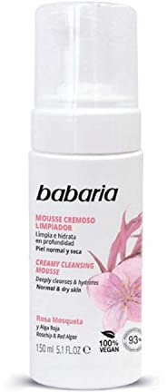 Babaria - Espuma Limpiadora Facial Con Rosa Mosqueta | Gel Limpiador Facial Y Hidratante | Doble Limpieza Facial 150ml | Jabon Facial Limpiador En Formato Mousse