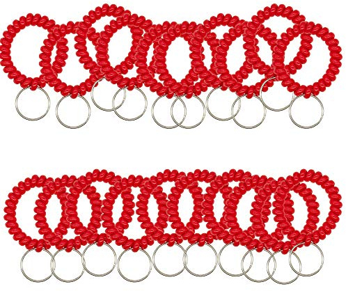 Lot de 50 porte-clés extensibles - Noir - Pour étiquette de numéro - Rouge