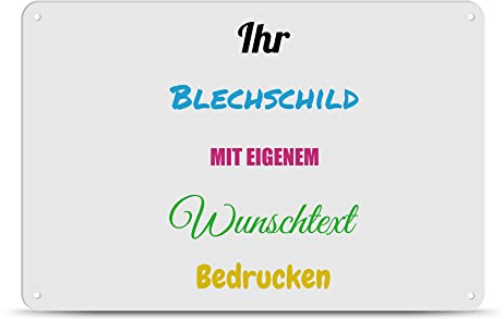Blech-Schild selbst gestalten - Metall-Poster mit Text bedrucken - verschiedene Hintergründe, Schild A4, Querformat I Personalisiertes Geschenk