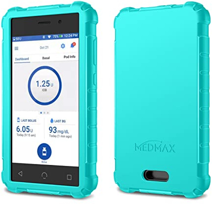 MEDMAX Silicone Case for Omnipod Dash PDM (Personal Diabetes Manager), Lightweight Shockproof Anti Slip Protective Cover Soft Gel Skin with Raised Bezel for Omnipod Dash Device, (Mint Green)