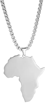EUEAVAN Afrika Karte Anhänger Halskette Edelstahl Karte von Afrika Land Anhänger Halskette für Männer Frauen Jungen Mädchen