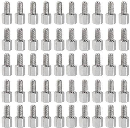 YOKIVE 50Stk M3 Abstandshalter Schrauben Vernickelt Sechskant PCB Abstandshalter Halten Höhe Konsistent Perfekt für Hauptplatine (Silberton 5mm+6mm)