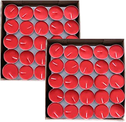 Duiaynke Velas de decoración budista de meditación sin perfume, lámparas de mantequilla de Ghee, velas de té para altares de iglesia, ceremonias Diwali (2 horas, 100 unidades, rojo)