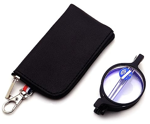 Lanomi Mini Lesebrille Rund Damen Herren Blaulichtfilter Lesehilfe Kompakte Faltbar Sehhilfe Klein Brille mit Pocket Etui