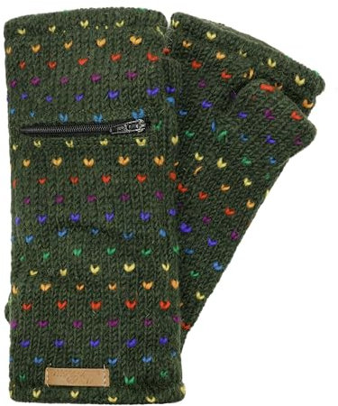 McRon Pulswärmer Modell Ilse Regenbogen Dunkelgrün 2 54R - Damen Armstulpen mit Daumen und Geldfach - Erwachsene Frauen