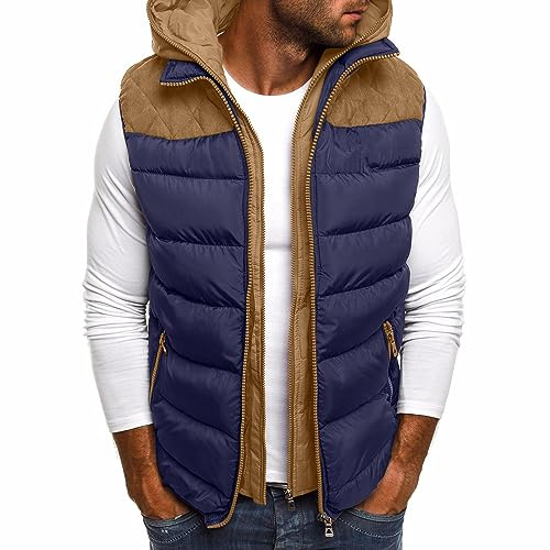 vokkrv Chaleco Acolchado Hombre Inviernos otoño Chaleco Plumas Casual cálido con Capucha Chaqueta Entretiempo Acolchada sin Mangas Chaqueta Plumón Tallas Grantes Abrigo con Capucha y Cremallera