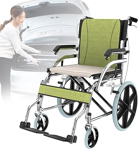 Rollstühle mit Klappbarer Rückenlehne, Rollstuhl Faltbar Leicht mit Zwei Paar Bremsen, Reiserollstuhl Ultraleicht Faltbar, Wiegt Nach dem Zusammenklappen nur 11 kg, Kann Problemlos im Kofferraum Eines