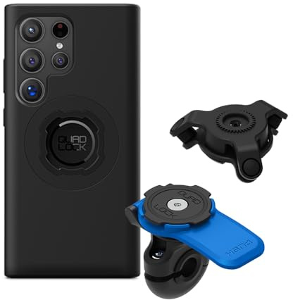 QUAD LOCK Spiegel Handyhalterung für Motorrad mit Vibrationsdämpfer und MAG Hülle für Galaxy S24 Ultra