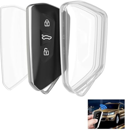 Schlüsselhülle Silikon für VW Golf 8, für vw schlüssel, für vw schlüsselhülle, Silikon TPU Schlüsselcover Transparent,Passend für VW ID.3,für ID.4,für Seat Leon,für Skoda Octavia,für Cupra Formentor