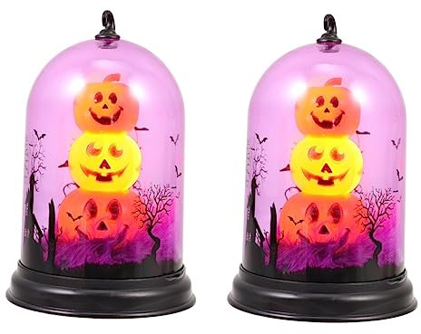 UKCOCO 2stücke Halloween Kürbis Lampe Gruselige Tischdekoration Für Partys Batteriebetrieben Langlebig Atmosphäre Für Zuhause Schlafzimmer Und Bars