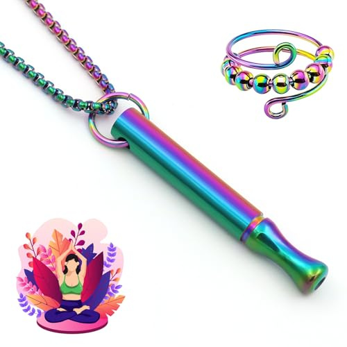 DHINCHANSAIB Angst Halskette,mit Ringen Rauchen Aufhörhilfe Rauchen Aufhör Ringe Panikattacken Hilfe Anti Stress Ring Atemkette für Männer und Frauen Meditationshilfe Stressabbau (Farbe)