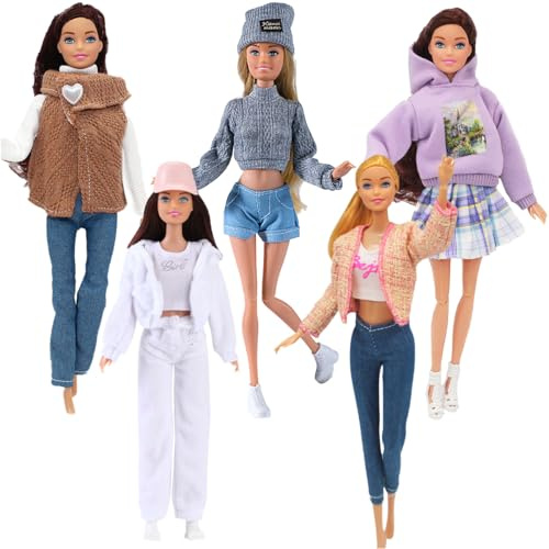 walenbily Kleidung Winter Set 18pcs 30cm Puppenzubehör Set 3 Jacken 2 Pullover 3 Lange Hosen 3 Unterwäsche 3 Paar Schuhe 2 Hüte 2 Shorts Passend für 11,5 Zoll Mädchenpuppen ohne Puppe