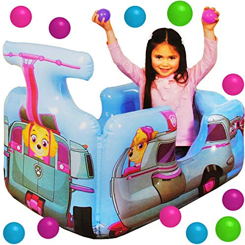 alles-meine.de GmbH 3 in 1: Bällepool/Kugelbad/Planschbecken - Paw Patrool - Hunde/Everest & Skye - mit 120 Stück Bälle - 1 m - groß - eckig Wasser Pool aufblasbar / - für ..