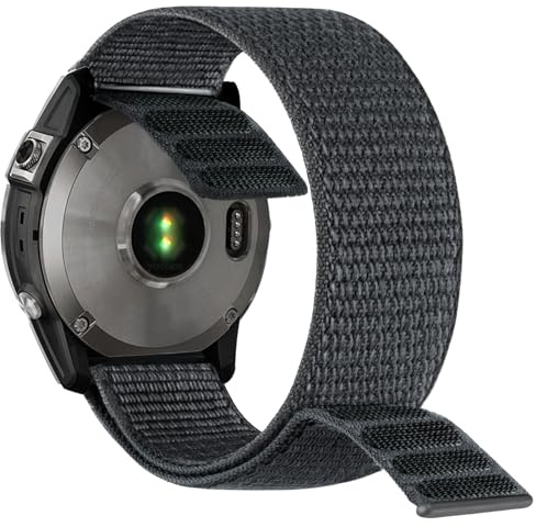 YOOSIDE 20 mm Loop Hook nylonarmband för Garmin Fenix 8 43 mm/Fenix 7S/Fenix 6S/epix Pro 42 mm/Instinct 2S, ultralätt snabbtorkande rosett, tvättbart klockarmband för Descent Mk2S (grå)