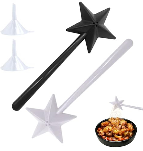 YCHYAN 2 Pezzi Bacchetta Magica Sale e Pepe, Perforato Saliera Bacchetta Magica, con Imbuto, Gadget da Cucina Creativi Bottiglia per Condimenti, Ideale per la Cucina, il Campeggio (Nero+Bianco)