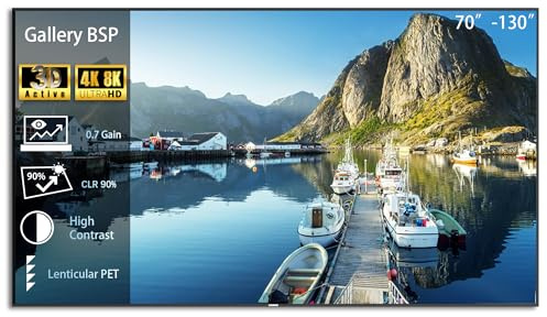 WUPRO Gallery Pantalla para proyector BSP ALR 4K/8K Ultra HD, Marco Fijo 16:9, Montaje en Pared, Compatible con UST (no ST/LT) (130)