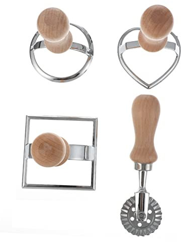 KICHOUSE 4piezas Cortadores De Galletas Para Diy Moldes De Pastelería Para Galletas y Dumplings Herramientas De Cocina De Incluye Moldes Corazón y Rodillo Para Decorar y Hornear Fiestas