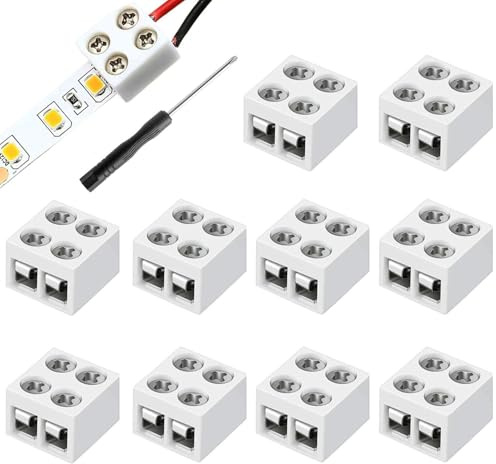 RUNCCI-YUN 10piezas conector cinta 5 V, 12 V, 24 V LED 2 pines 8 mm, cable LED empalme con destornillador