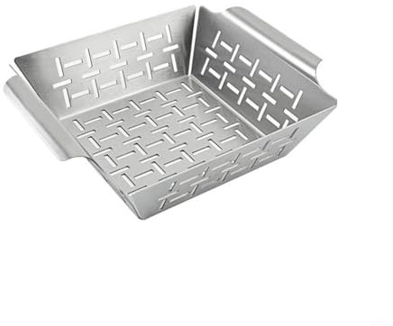 Lastdaytime Edelstahl-Grillkorb, quadratische Gemüse-Grillpfanne, antihaftbeschichtet, für Outdoor-Grill (klein)