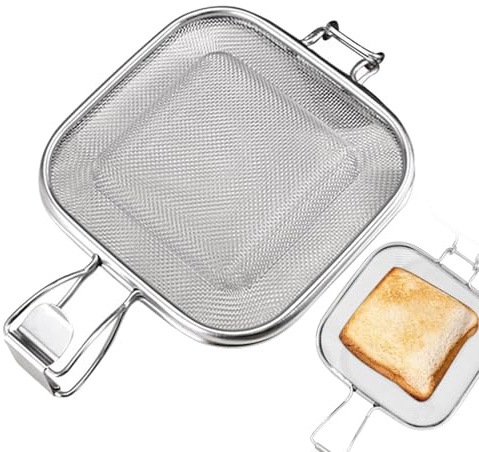 Sandwich Press – Grill Maker Tool, Panini Cooking Tray | Stainless Steel Toastie Press, Circular Mesh Baking Mold, Bread Melting Plate for Toasted Hot Dogs and Breakfast Sandwich Heating