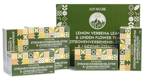 Alpi Nature Hojas de Hierba Luisa y Flores de Tilo Infusión, 120 Bolsitas de Té 120g, Paquete de 6 x 20 Bolsitas de 1g
