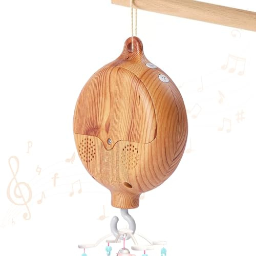 Dhqkqg Baby Mobile Spieluhr, Holzoptik Elektrisch Baby Spieluhr, Baby Crib Mobile Musical Box, Music Box Bettglocke, Bettglocke Anhänger Babybett Deko, 35 Melodie