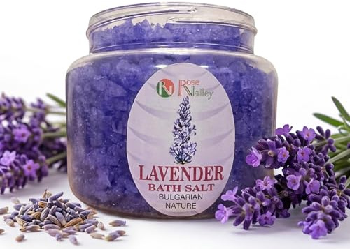 Rose Valley Badesalz Lavendel – mit ätherischem Lavendelöl, luxuriöses Entspannungsbad für Hautpflege, Stressabbau & Aromatherapie, feuchtigkeitsspendend, regenerierend & verjüngend, Lavendelduft
