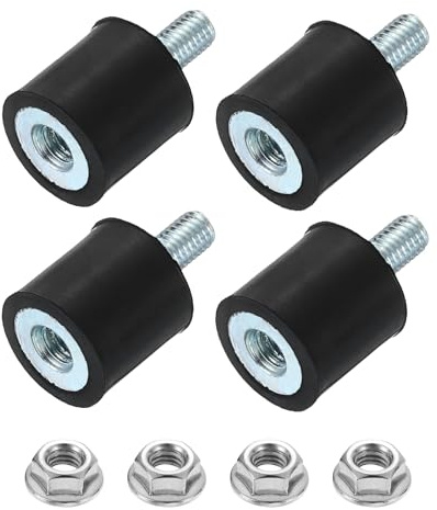 QUARKZMAN 4pcs Gummipuffer M5x12mm 15x15mm Gummifuß Naturgummi Mit Schraube | Verzinkter Stahl Antivibrationspuffer für Luftkompressoren Pumpen Motoren Industriemaschinen