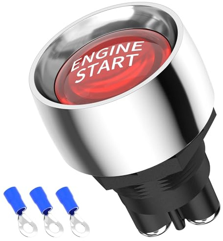 Interruttore di accensione for avviamento motore auto 12V 50A 3 pin SPST Pulsante di avviamento momentaneo senza chiave Interruttori ON OFF 1 pz(Red Color)