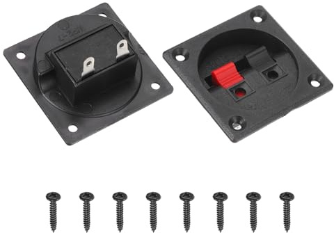 sourcing map WP2-7 - Clip quadrata per casse acustiche, 2 vie, presa jack nera e rossa, clip di collegamento a molla per subwoofer fai da te, auto, casa, confezione da 4