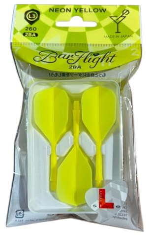 L-style BarFlight 2BA Dart Flight mit integriertem Schaft - L3 Form - 26mm (260) - Neongelb - 1 Set (3 Flights)