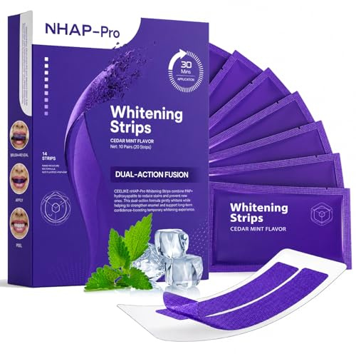 14 Pcs Bandes de Blanchiment Dentaire Violet, Whitening Strips, pour Correction de la Couleur, Élimine Taches Café/Thé/Vin, Blanchiment Doux, Application Simple Et Rapide