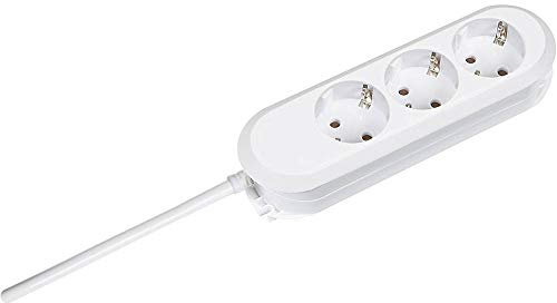 Bachmann Steckdosenleiste SMART 3-Fach 1,5m Mehrfachsteckdose Weiß 387.270 (Befestigung durch Anschraublöcher und praktische Kabelaufwicklung)