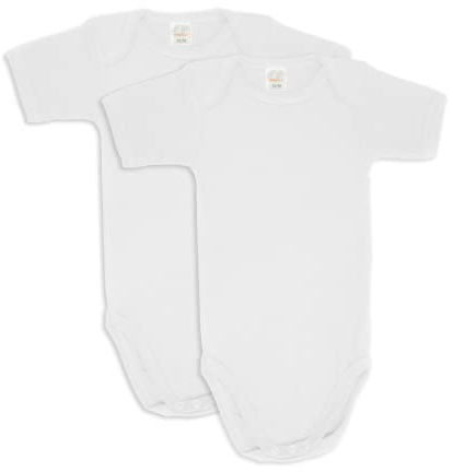 wellyou - Baby Body Kurzarm aus 100% super weicher Baumwolle - 2er Set Kurzarm Body Baby für Mädchen und Jungen - Kinder Kurzarmbody - Erstklassiger Babybody - Made in EU (Weiss - Gr. 128-134)