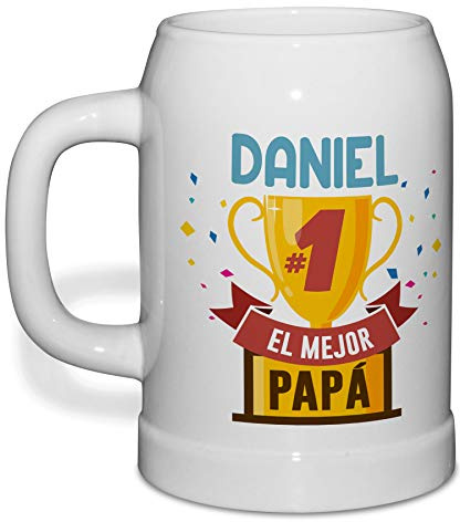 LolaPix Jarra de Cerveza Personalizada con Nombre. Regalos Personalizados Dia del Padre. 500ml. Varios diseños a Elegir. Copa Papá